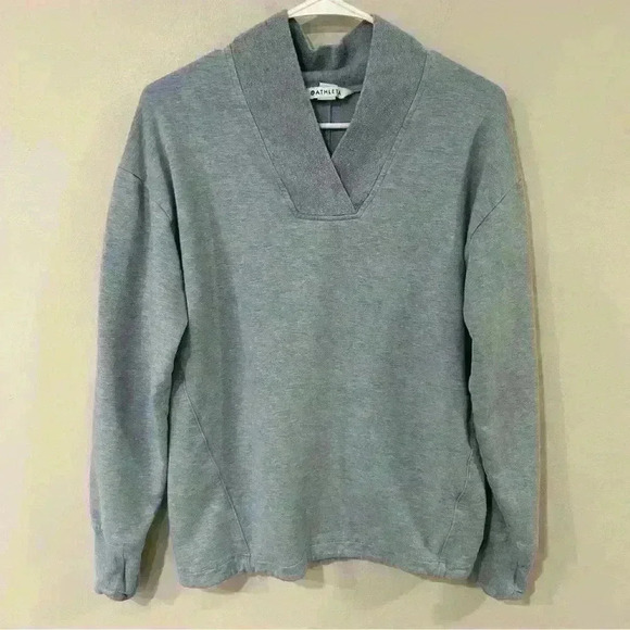 Athleta Clarity V-Neck Light Blue Pullover Sweatshirt Women’s Size Small Petite - Picture 4 of 8